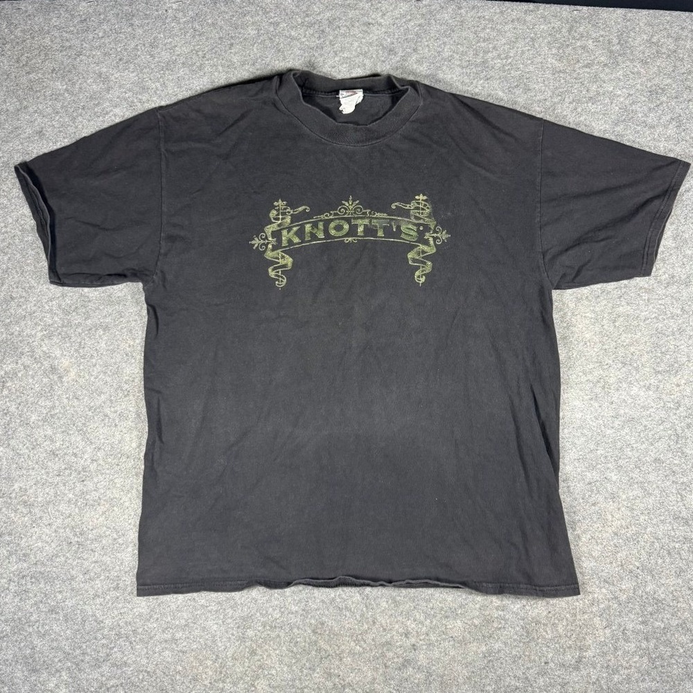 Vintage 90s Knotts Berry Farm‎ T Shirt Mens XL Black Fade Graphic Made in USA